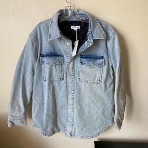 Good American Women’s Good Shacket Jacket Size 1/2 Denim in Edwin Blue Insulated